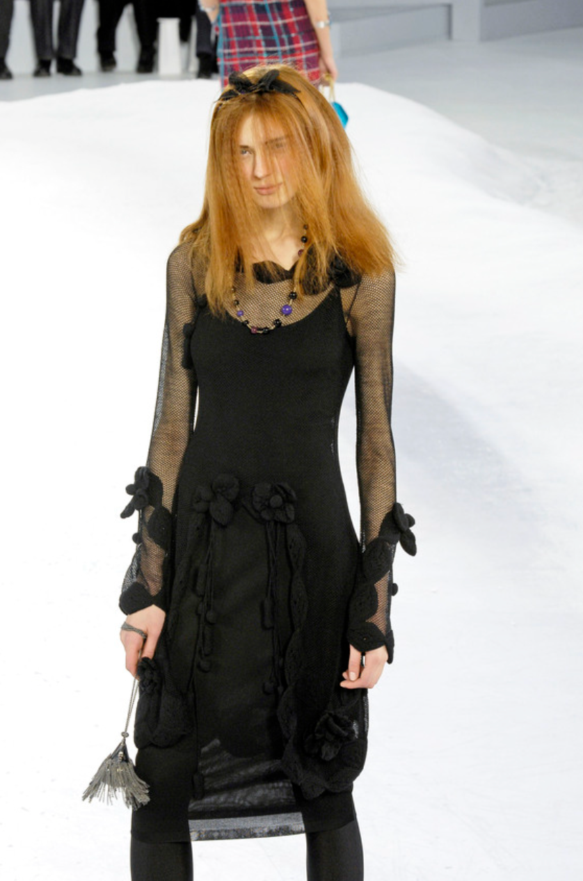 Chanel Camellia Applique Knit Dress