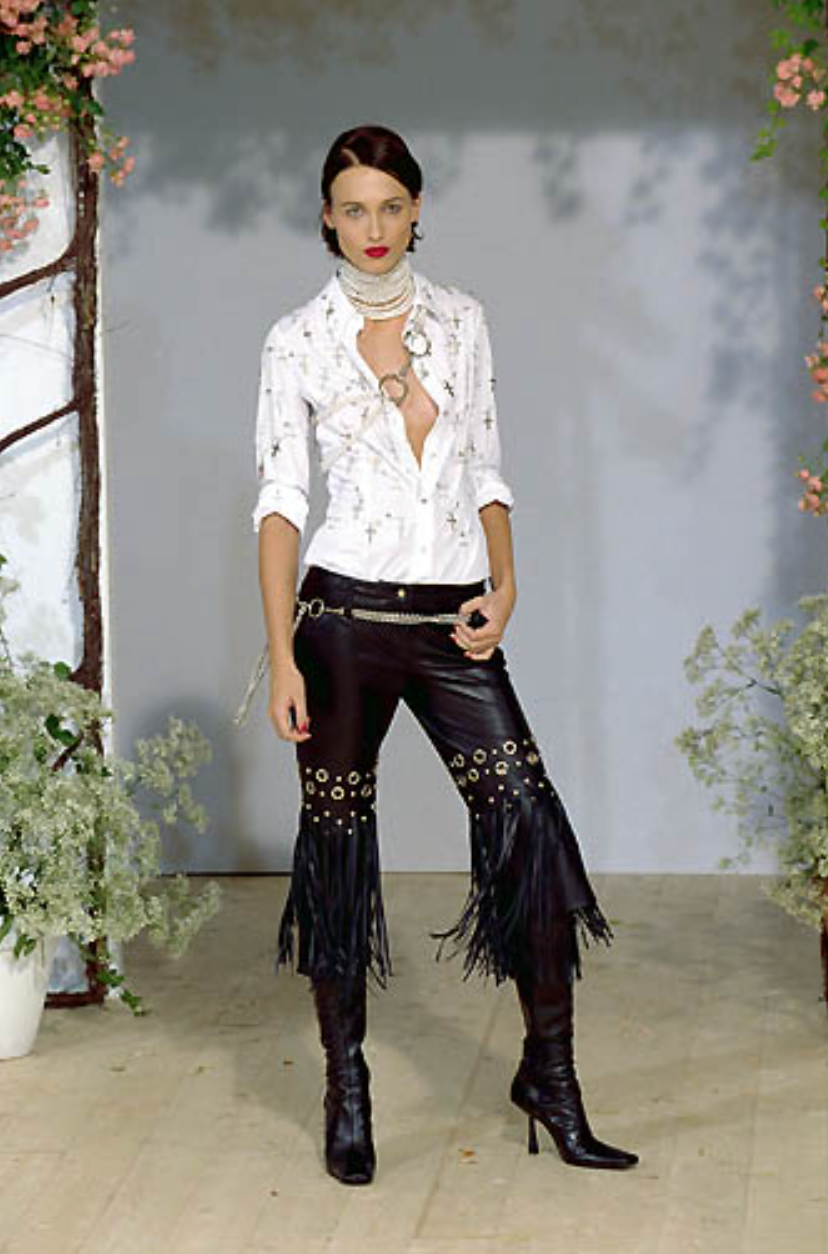 Dolce & Gabbana Sequin Fringe Leather Capri Pants