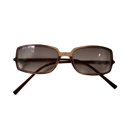 Chanel Brown Rectangle Rhinestone Logo Sunglasses