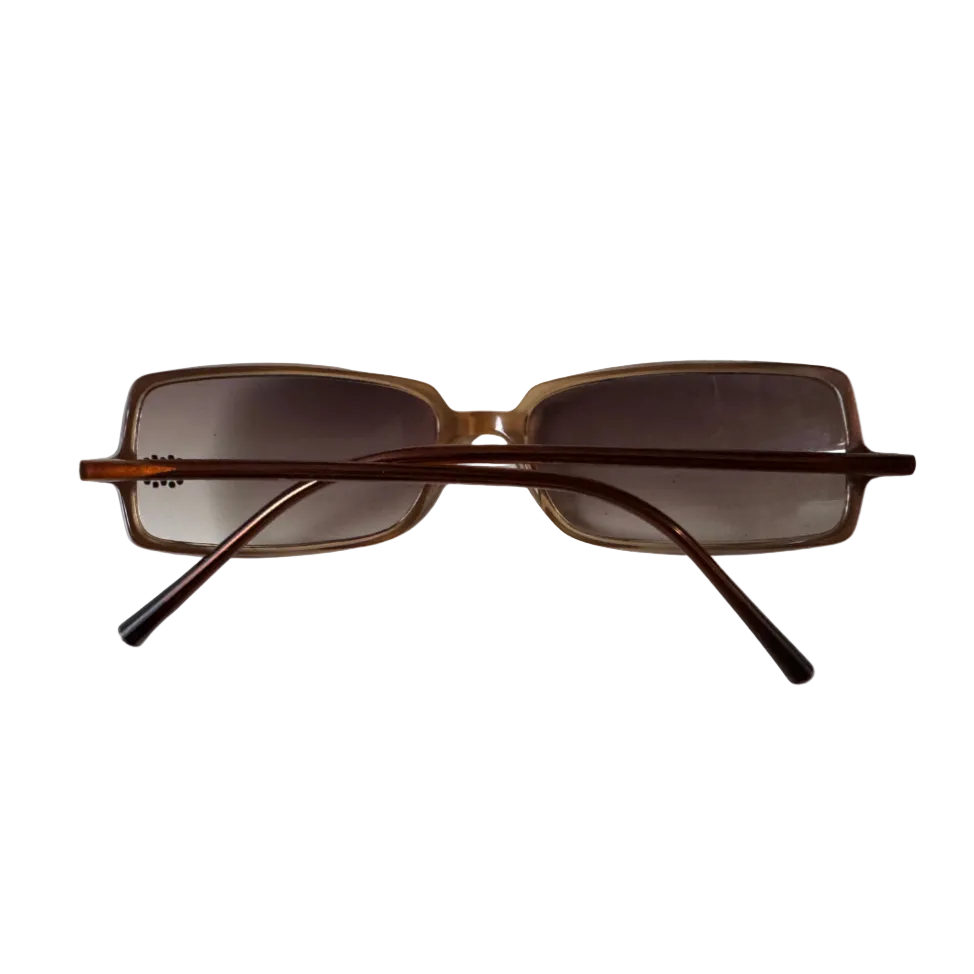 Chanel Brown Rectangle Rhinestone Logo Sunglasses