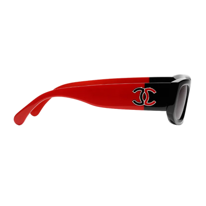 Chanel Rectangle Black & Red Sunglasses