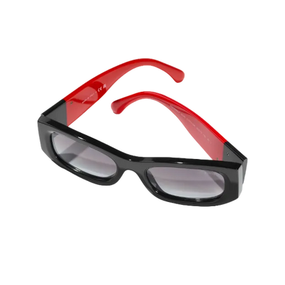 Chanel Rectangle Black & Red Sunglasses