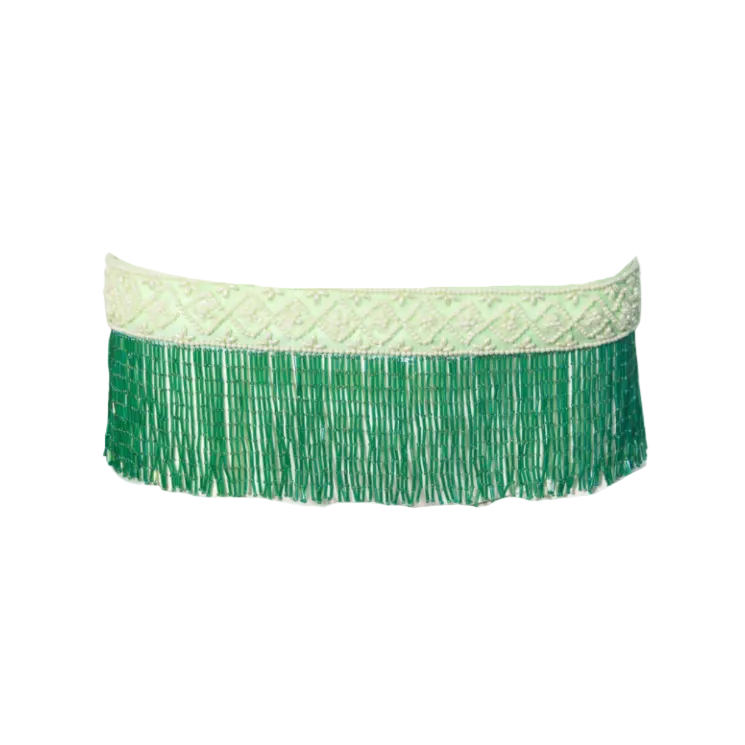 Dolce & Gabbana Green Beaded Fringe Belt