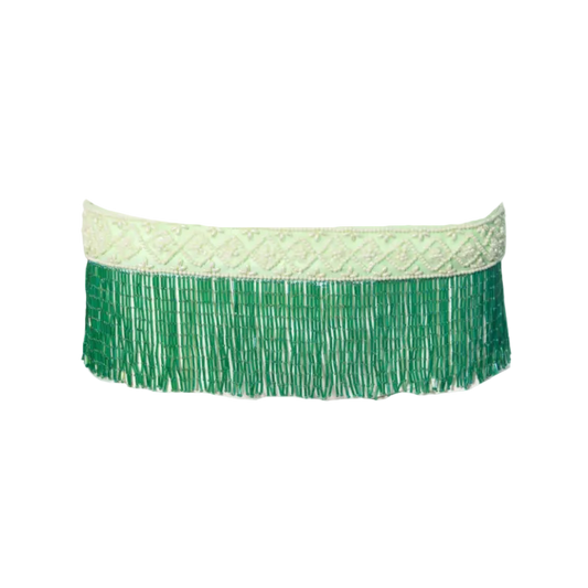 Dolce & Gabbana Green Beaded Fringe Belt