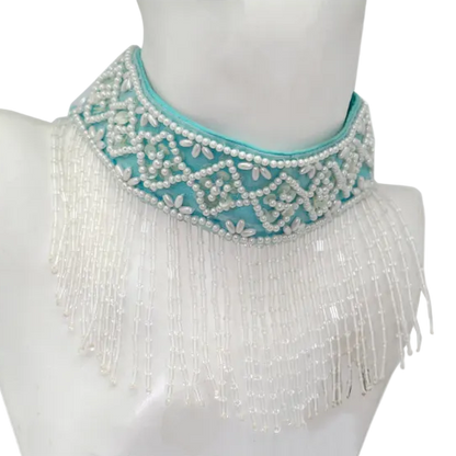 Dolce & Gabbana Blue Beaded Fringe Necklace