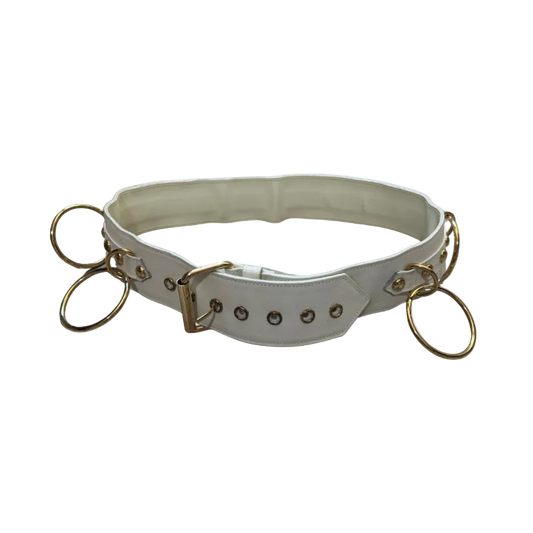 Dolce & Gabbana White Leather Gold Ring Belt