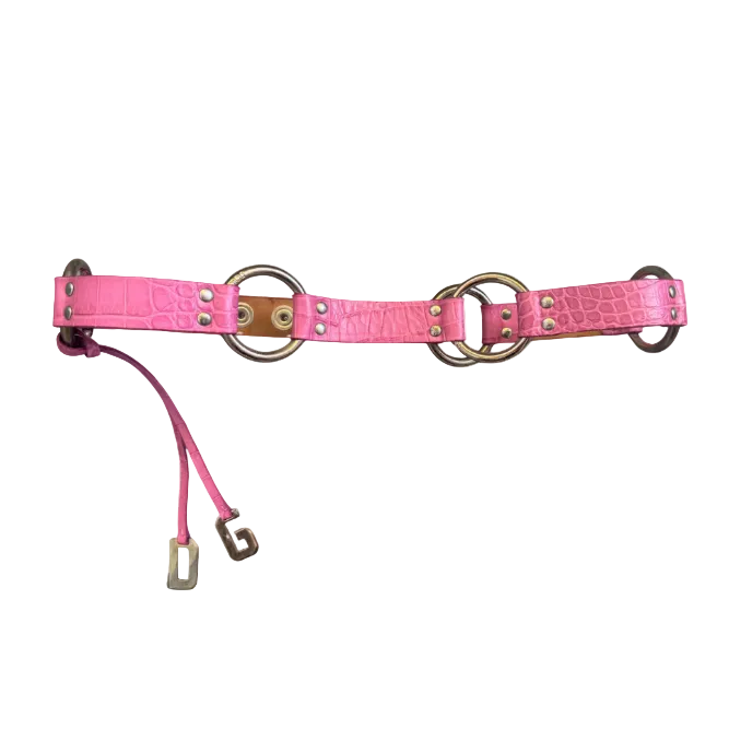 Dolce & Gabbana Pink Crocodile Printed Ring Belt