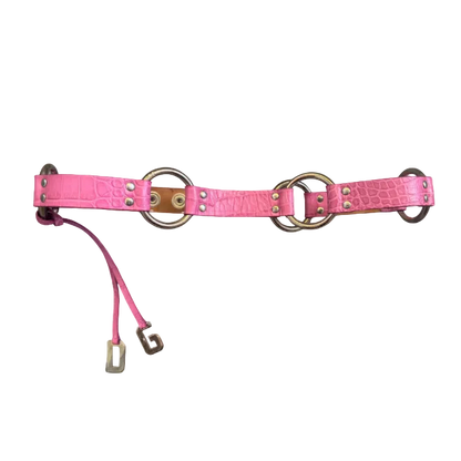 Dolce & Gabbana Pink Crocodile Printed Ring Belt