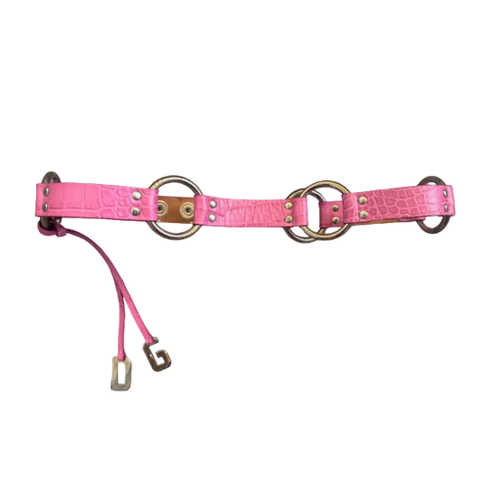 Dolce & Gabbana Pink Crocodile Printed Ring Belt