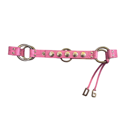 Dolce & Gabbana Pink Crocodile Printed Ring Belt