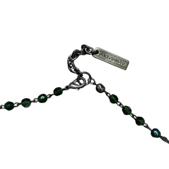 Dolce & Gabbana Green Beaded Rosary Necklace