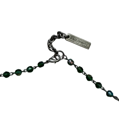 Dolce & Gabbana Green Beaded Rosary Necklace