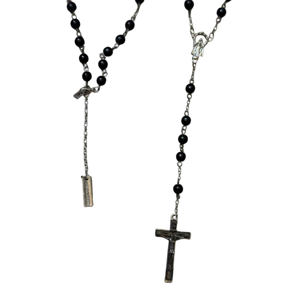 Dolce & Gabbana Black Beaded Rosary Necklace