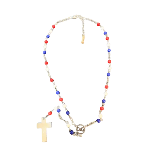 Dolce & Gabbana Patriotic Rosary Drop Necklace