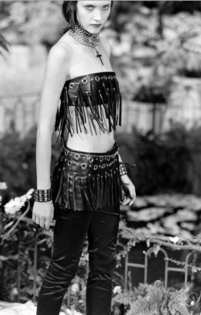 Dolce & Gabbana Black Leather Fringe Mini Skirt