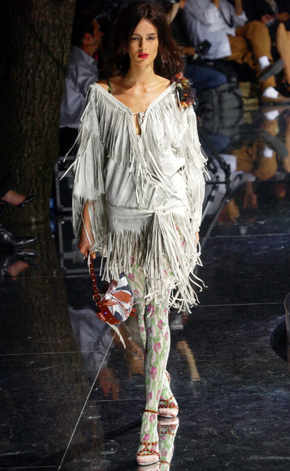 Dolce & Gabbana Suede and Leather Fringe Mini Skirt