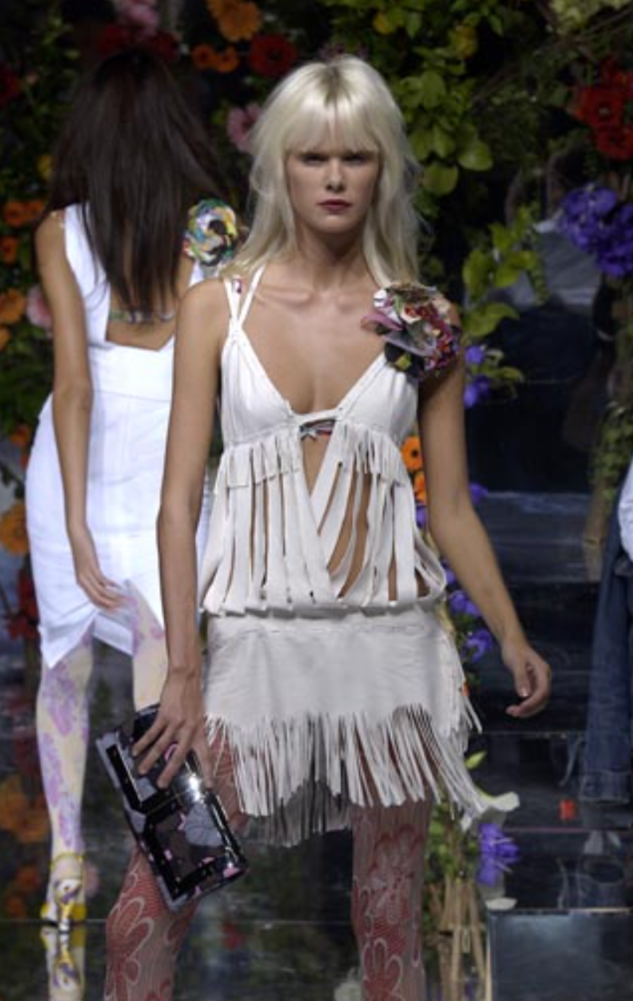 Dolce & Gabbana Suede and Leather Fringe Mini Skirt