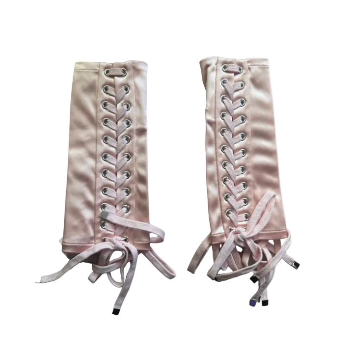 Dolce & Gabbana Pink Satin Lace-Up Fingerless Gloves