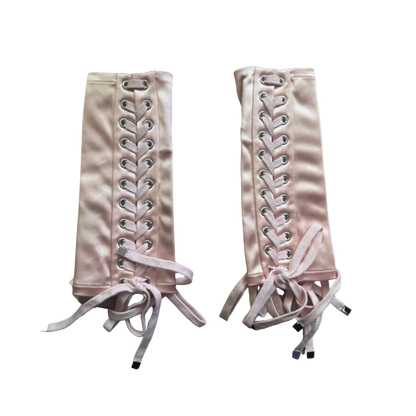 Dolce & Gabbana Pink Satin Lace-Up Fingerless Gloves