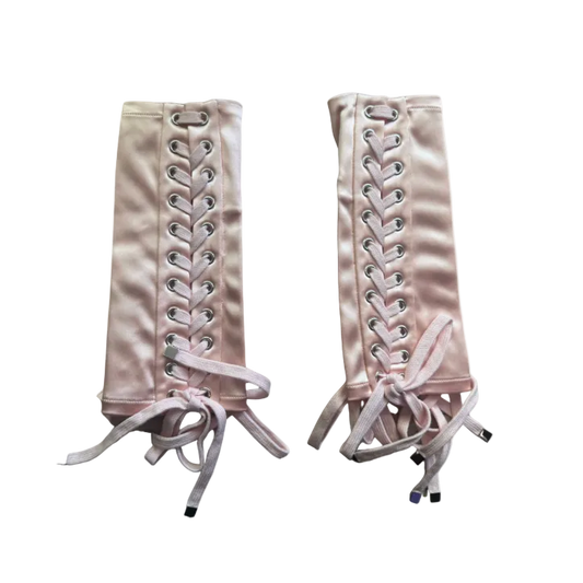 Dolce & Gabbana Pink Satin Lace-Up Fingerless Gloves