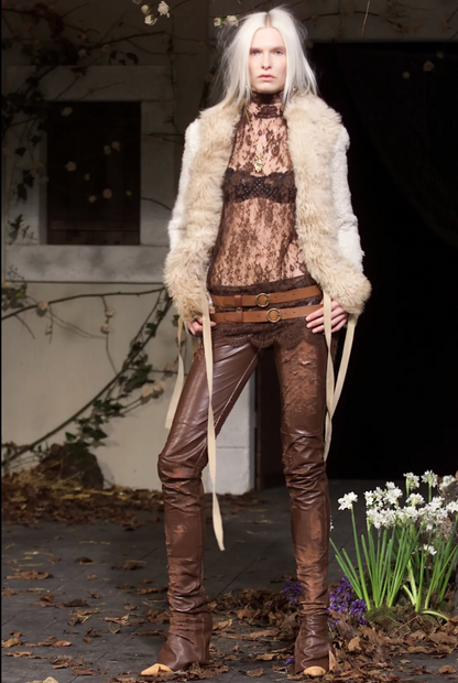 Dolce & Gabbana Brown Lace Tunic Top