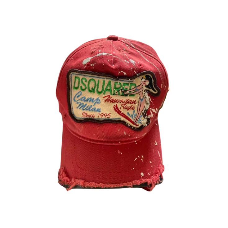 Dsquared² Red Cutoff “Camp Milan” Baseball Hat