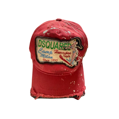 Dsquared² Red Cutoff “Camp Milan” Baseball Hat