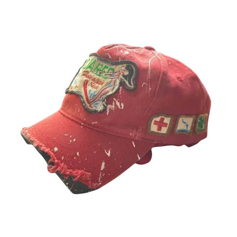 Dsquared² Red Cutoff “Camp Milan” Baseball Hat