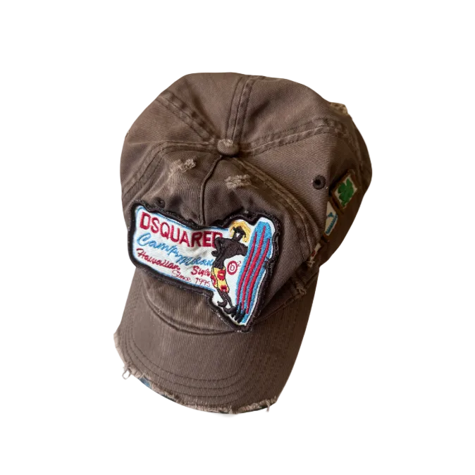 Dsquared² Brown Cutoff “Camp Milan” Baseball Hat