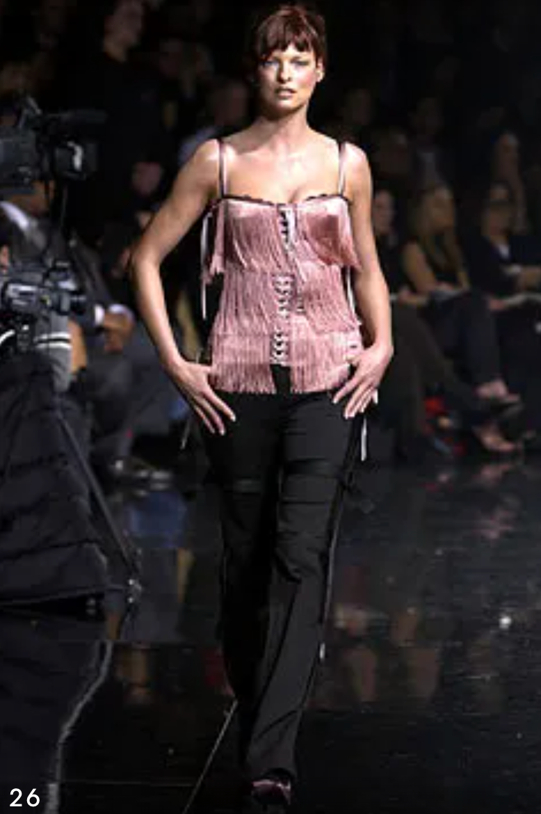 Dolce & Gabbana Pink Fringe Lace Up Corset Top