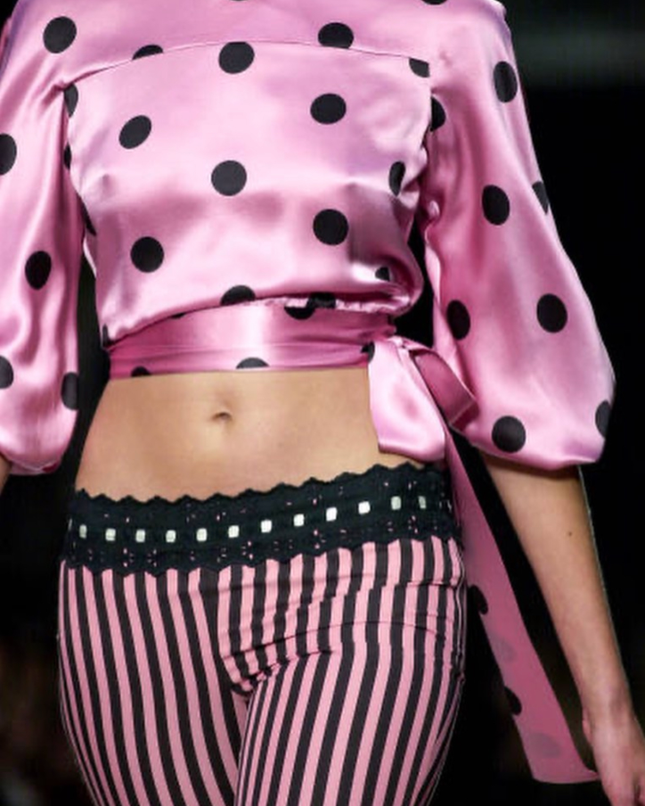 Moschino Pinstripe Lace Ribbon Skirt