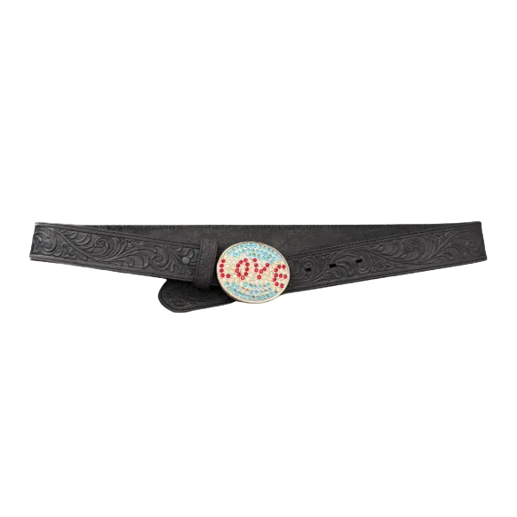 Vintage Unbranded Rhinestone “Love” Belt