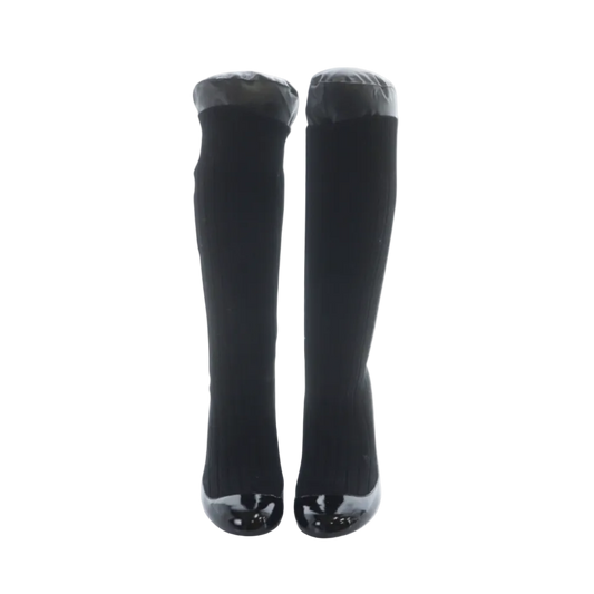 Chanel Patent Leather Heel Legwarmer Boots