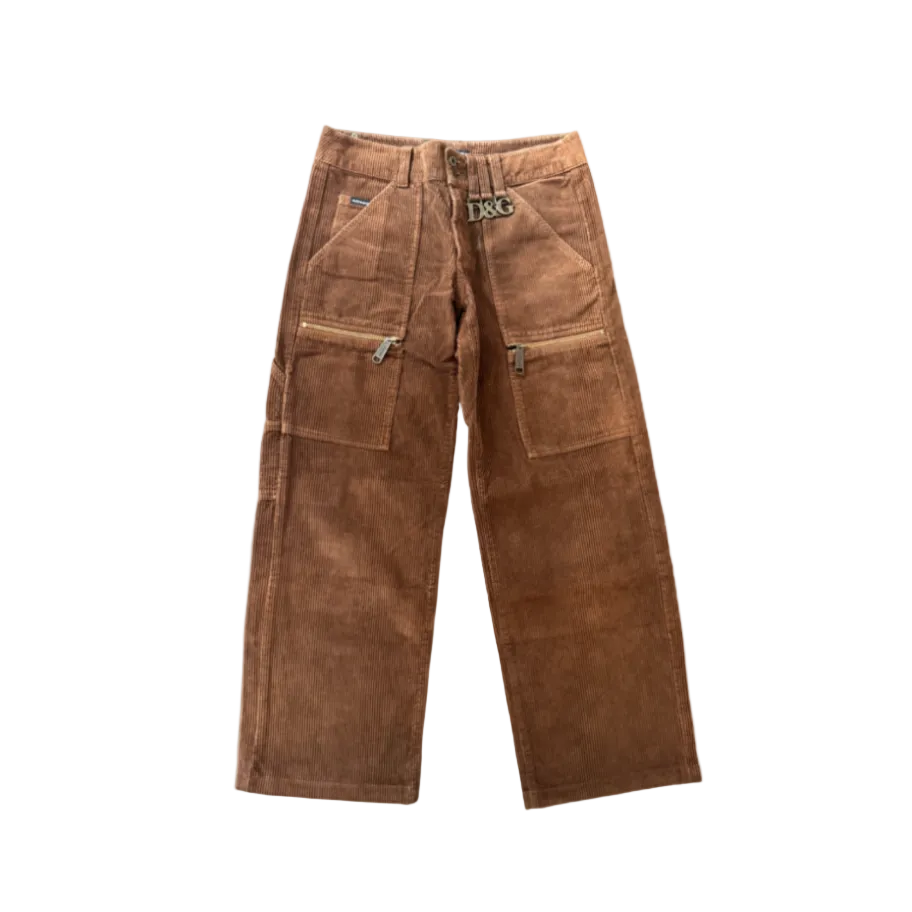 Dolce & Gabbana Brown Wide Leg Corduroy Carpenter Pants