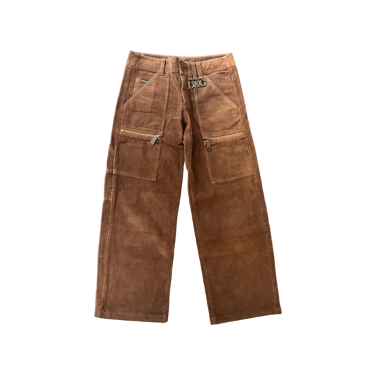 Dolce & Gabbana Brown Wide Leg Corduroy Carpenter Pants