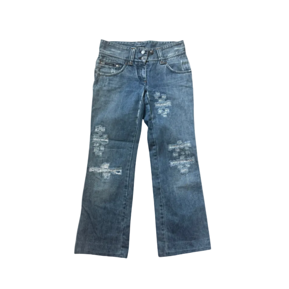 Dolce & Gabbana Distressed Straight Leg Jeans