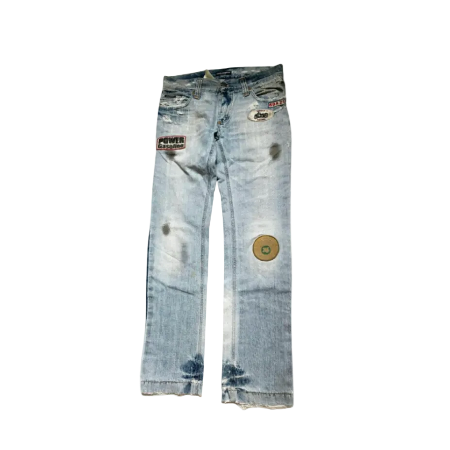 Dolce & Gabbana Ripped “Motorcycle” Light Wash Jeans