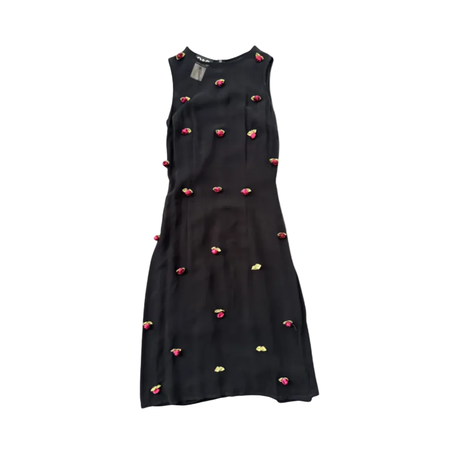 Dolce & Gabbana Sheer Black Rose Midi Dress