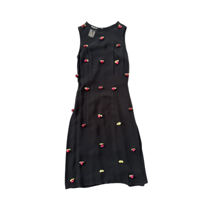Dolce & Gabbana Sheer Black Rose Midi Dress