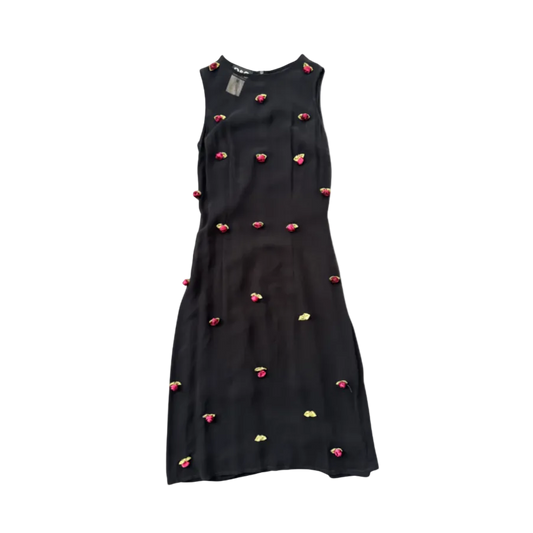 Dolce & Gabbana Sheer Black Rose Midi Dress