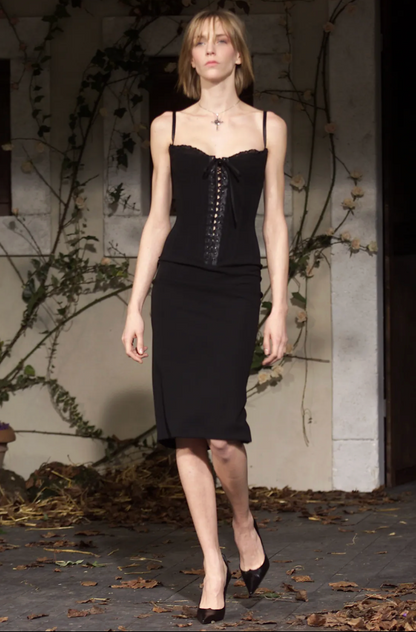 Dolce & Gabbana Black Corset Midi Dress