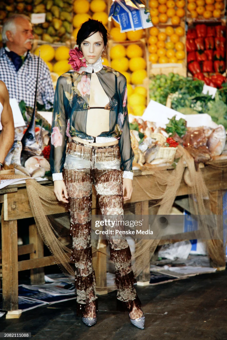Dolce & Gabbana Rhinestone Trimmed Sheer Rose Top