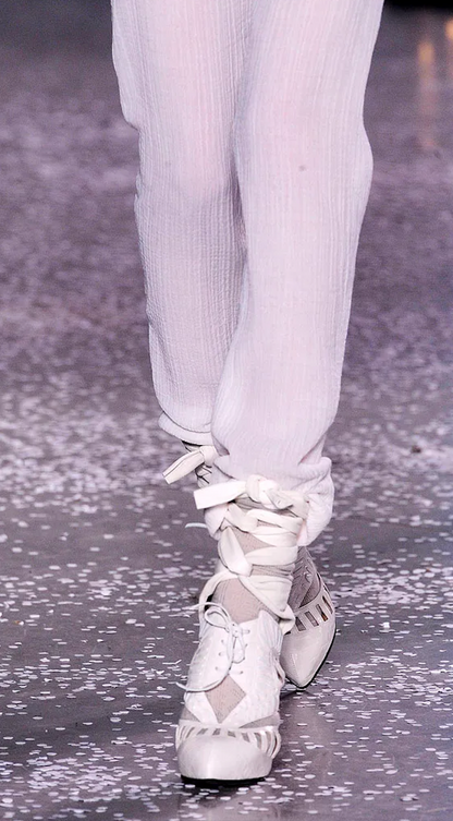 Rodarte x Nicholas Kirkwood White Structural Melted Wax Tie Heels