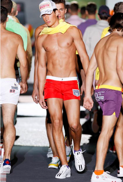 Dsquared² Red and Green Mini Shorts