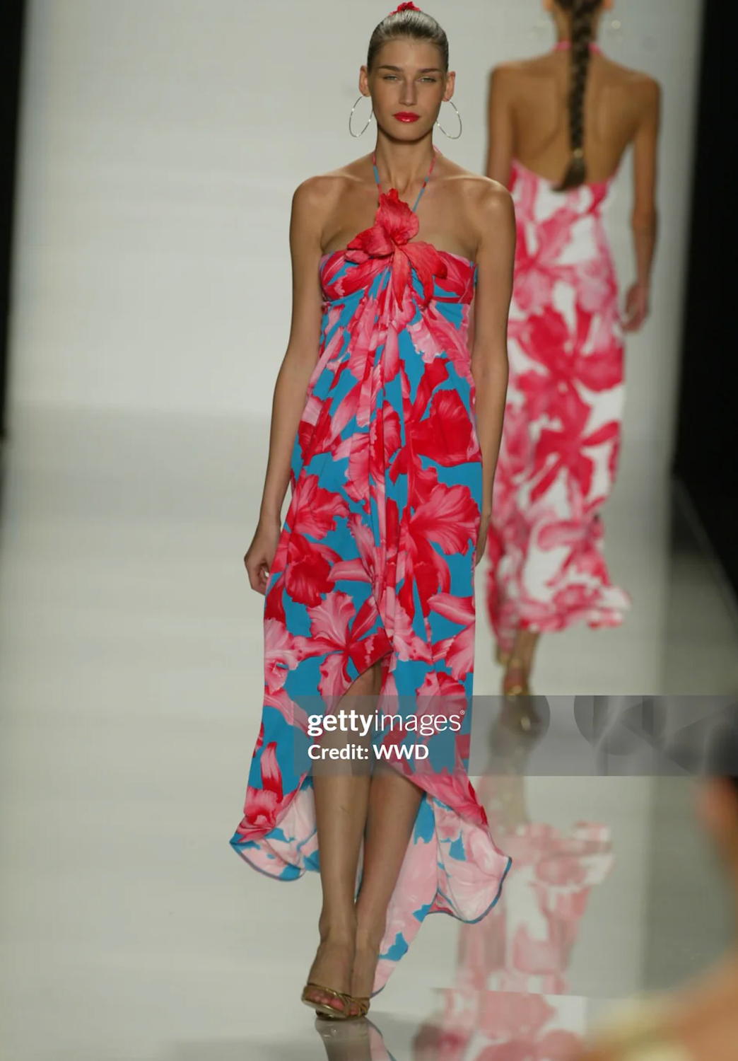 Celine High Low Hibiscus Maxi Dress