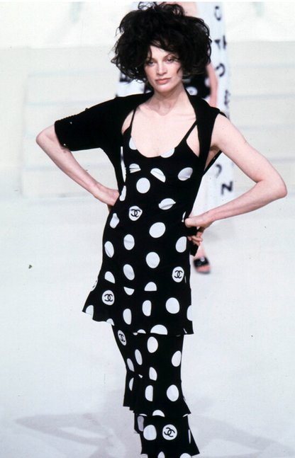 Chanel Polka Dot Logo Mini Dress