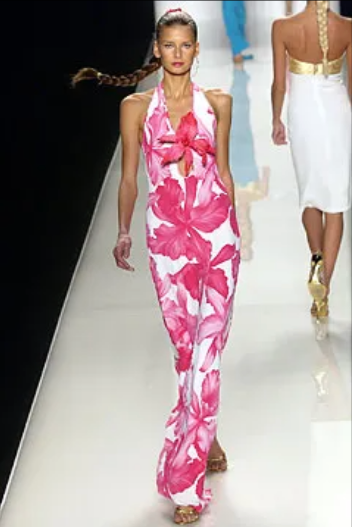 Celine High Low Hibiscus Maxi Dress