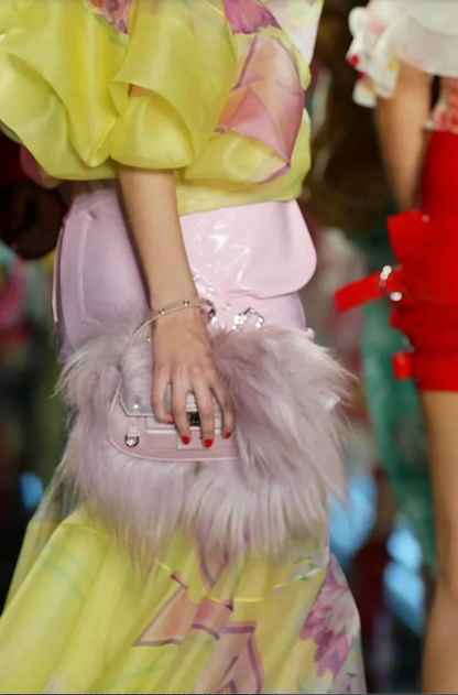 Christian Dior Fur Columbus Wristlet Clutch