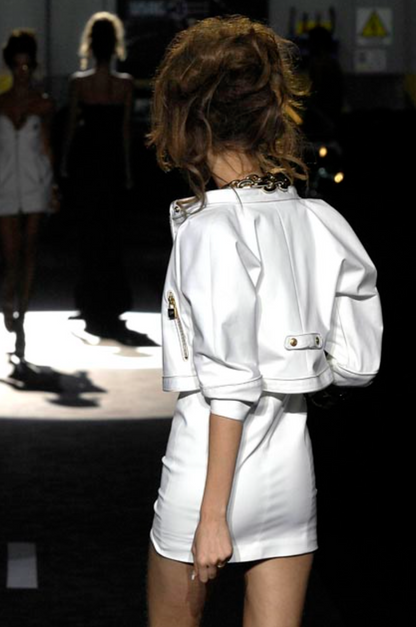 Dsquared² Cropped White Denim Jacket