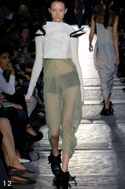 Rick Owens Green Asymmetrical Semi-Sheer Top